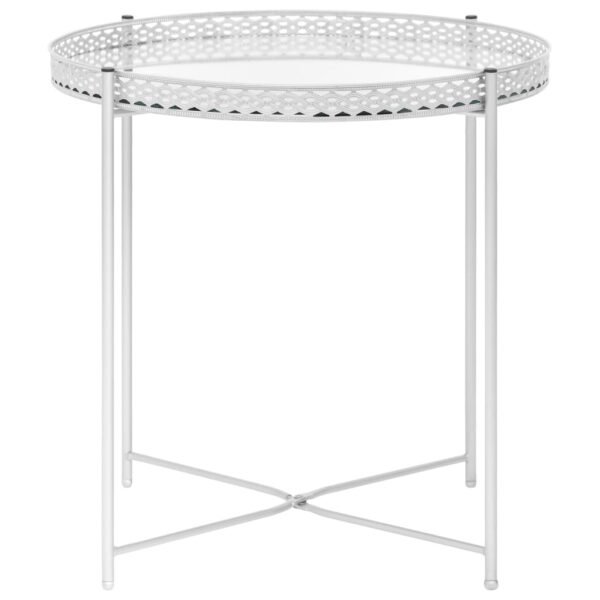 vidaXL Side Table Silver 15.7"x15.7"x16.1" Glass - Image 2