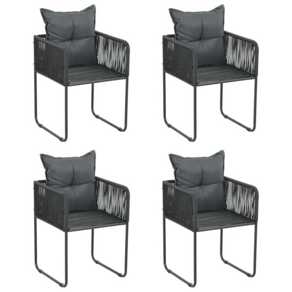 vidaXL Patio Chairs Outdoor Patio Dining Chair with Pillows Poly Rattan Black