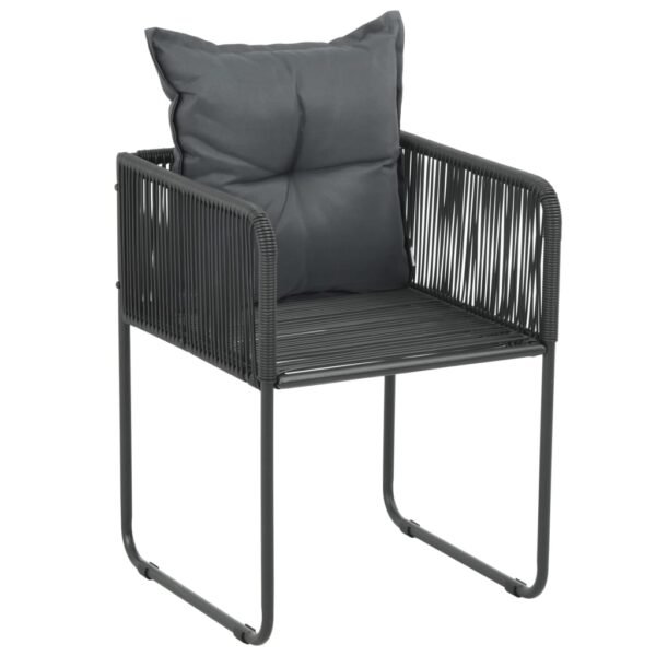 vidaXL Patio Chairs Outdoor Patio Dining Chair with Pillows Poly Rattan Black - Image 4