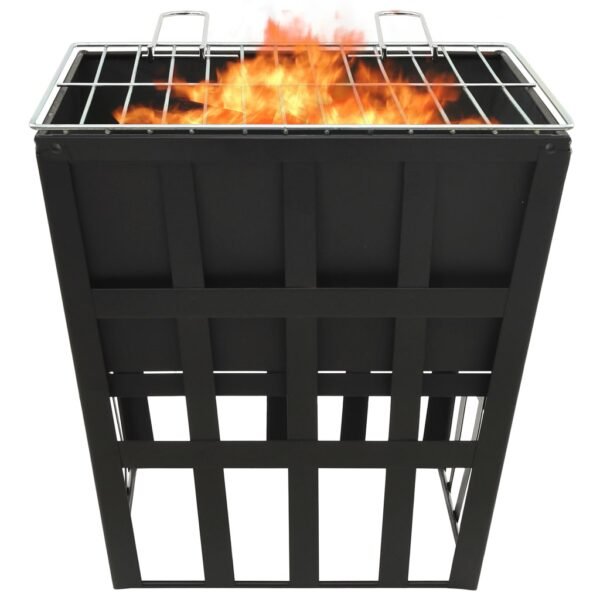 vidaXL 2-in-1 Fire Pit and BBQ 13.4"x13.4"x18.9" Steel - Image 4