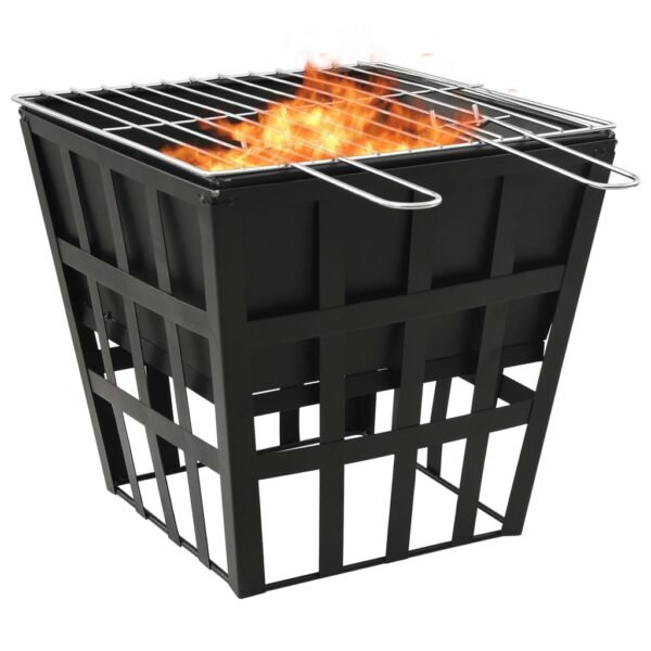 vidaXL 2-in-1 Fire Pit and BBQ 13.4"x13.4"x18.9" Steel