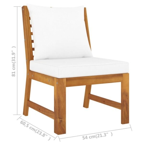 vidaXL 4 Piece Patio Lounge Set with Cushion Cream Solid Acacia Wood - Image 3