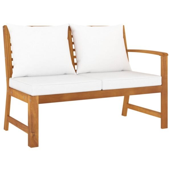 vidaXL 4 Piece Patio Lounge Set with Cushion Cream Solid Acacia Wood - Image 5