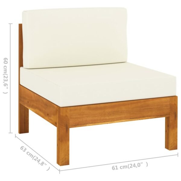 vidaXL 3-Seater Patio Sofa with Cream White Cushions Solid Acacia Wood - Image 2