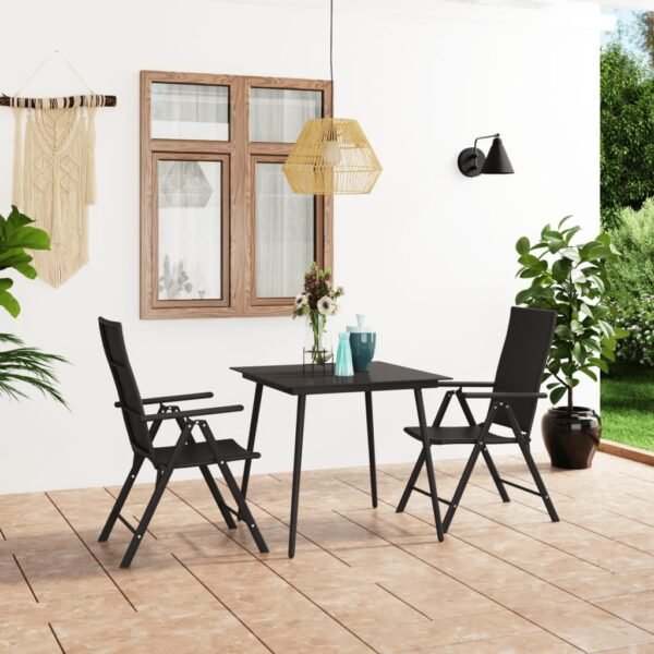 vidaXL 3 Piece Patio Dining Set Black - Image 4