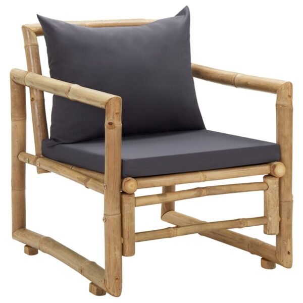 vidaXL Patio Chairs 2 Pcs Outdoor Patio Dining Chair with Cushions Bamboo