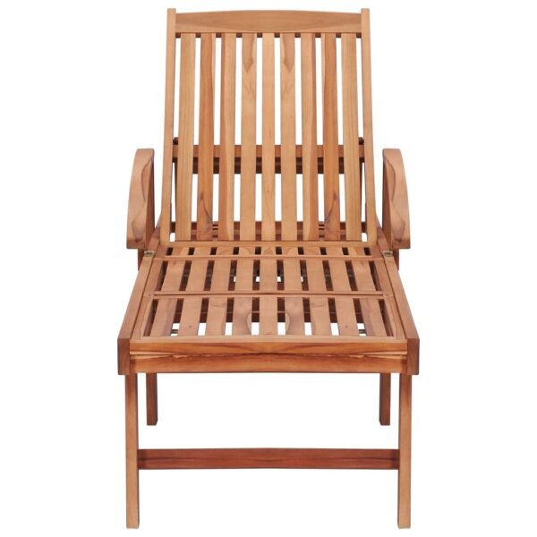 vidaXL Sun Lounger with Blue Cushion Solid Teak Wood - Image 4