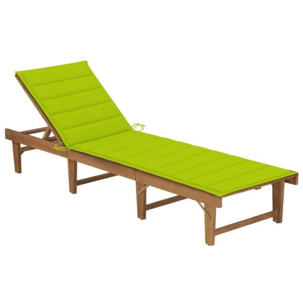 vidaXL Patio Lounge Chair with Cushion Folding Sunlounger Solid Acacia Wood - Image 2