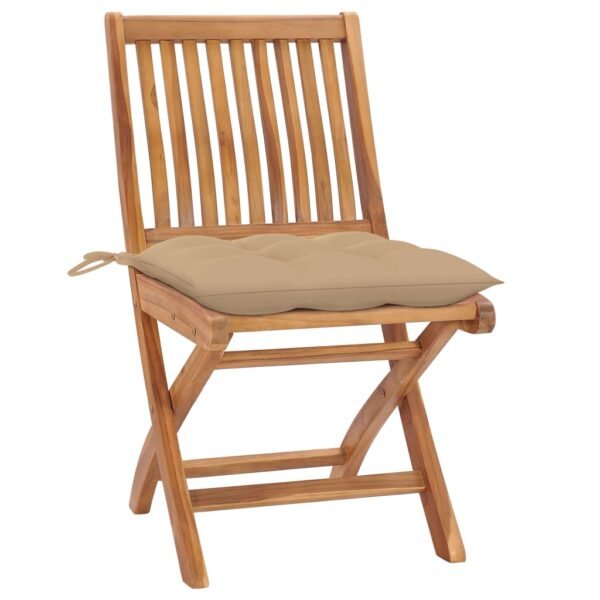 vidaXL Folding Patio Chairs with Cushions 4 pcs Solid Teak Wood