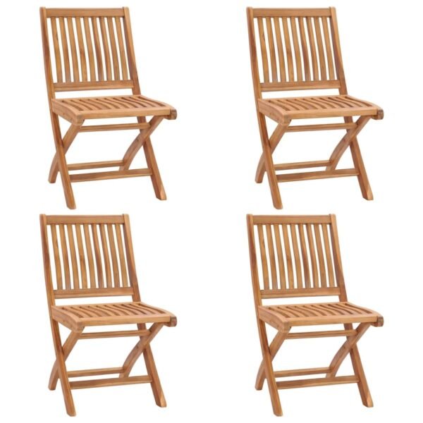 vidaXL Folding Patio Chairs with Cushions 4 pcs Solid Teak Wood - Image 2