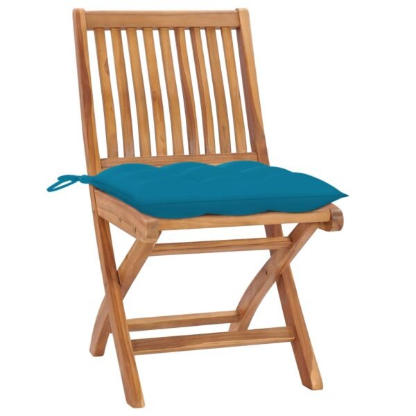 vidaXL Folding Patio Chairs with Cushions 6 pcs Solid Teak Wood - Image 2