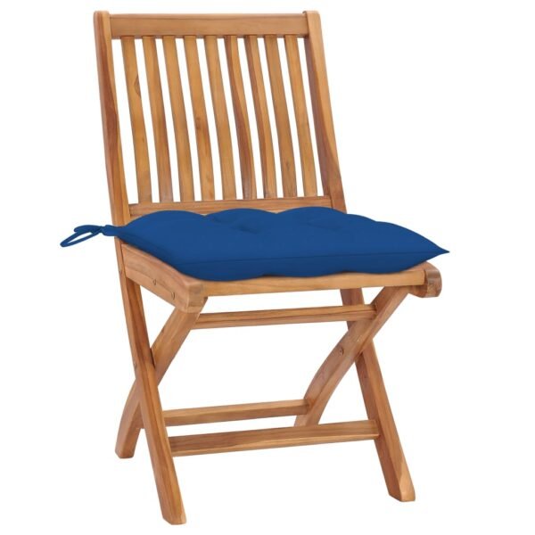 vidaXL Folding Patio Chairs with Cushions 6 pcs Solid Teak Wood - Image 2