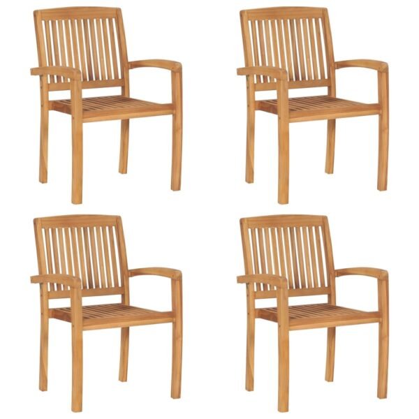 vidaXL 1/2x Solid Teak Wood Stacking Garden Dining Chair Patio Lounge Seating - Image 3