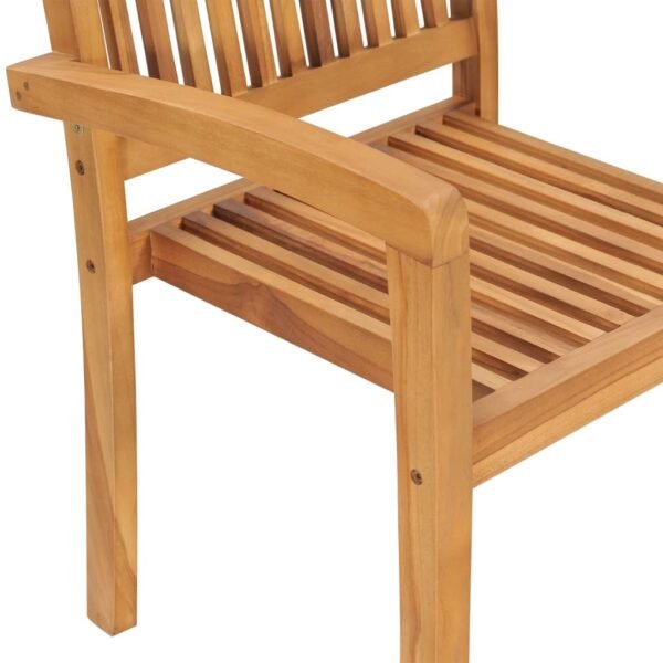 vidaXL 1/2x Solid Teak Wood Stacking Garden Dining Chair Patio Lounge Seating