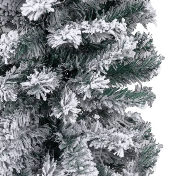 vidaXL Slim Pre-lit Christmas Tree with Flocked Snow Green 94.5" PVC - Image 3