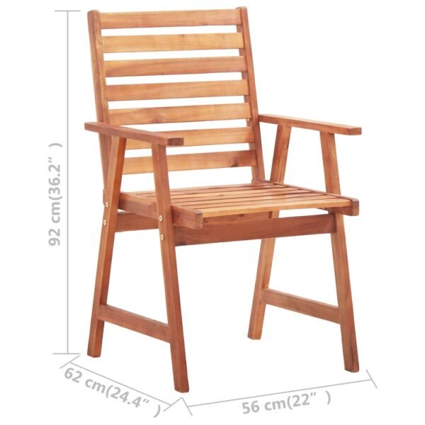 vidaXL Patio Dining Chairs Outdoor Dining Chair for Deck Solid Wood Acacia - Image 5