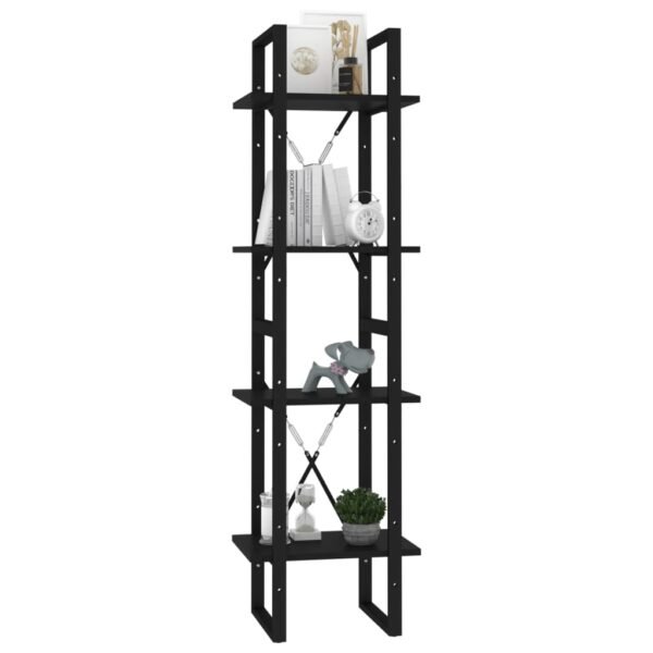 vidaXL 4-Tier Book Cabinet Black 15.7"x11.8"x55.1" Engineered Wood - Image 3