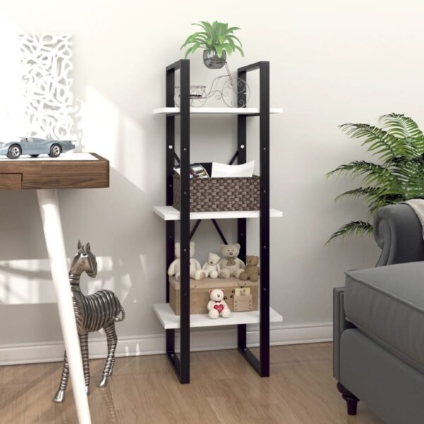 vidaXL 3-Tier Book Cabinet White 15.7"x11.8"x41.3" Engineered Wood