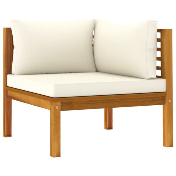 vidaXL 3-Seater Patio Sofa with Cream Cushion Solid Acacia Wood - Image 4