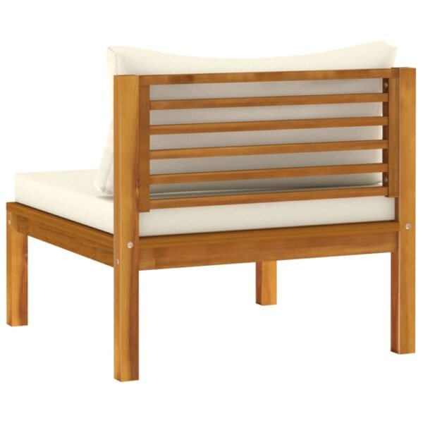 vidaXL 3 Piece Patio Lounge Set with Cream Cushion Solid Acacia Wood - Image 5