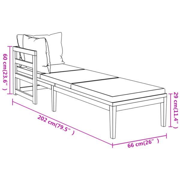 vidaXL 3 Piece Patio Lounge Set with Cream White Cushions Acacia Wood - Image 4