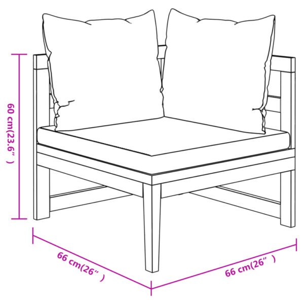 vidaXL 3 Piece Patio Lounge Set with Cream White Cushions Acacia Wood - Image 2