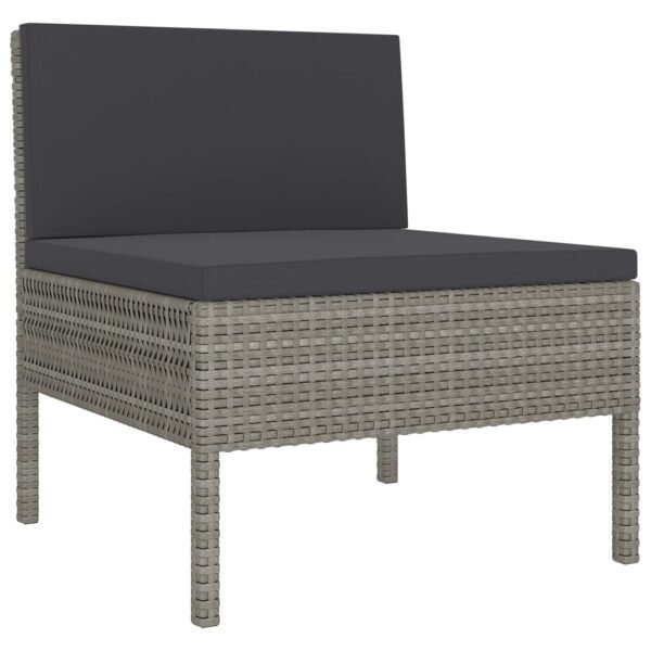 vidaXL 6 Piece Patio Lounge Set with Cushions Poly Rattan Gray - Image 3