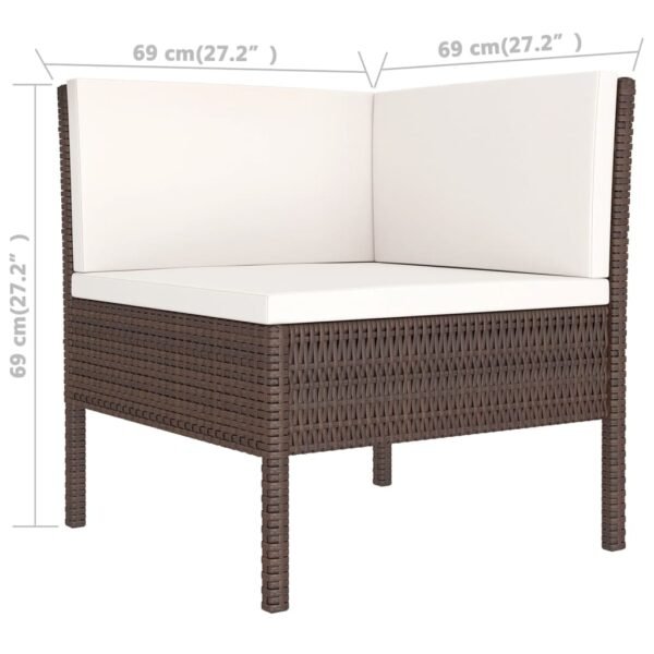 vidaXL 6 Piece Patio Lounge Set with Cushions Poly Rattan Brown - Image 4