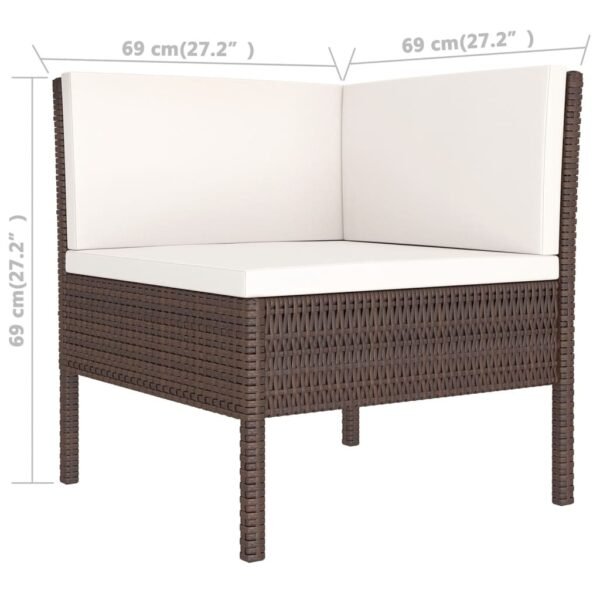 vidaXL 12 Piece Patio Lounge Set with Cushions Poly Rattan Brown - Image 5