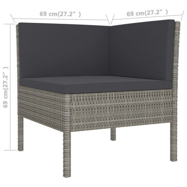 vidaXL 9 Piece Patio Lounge Set with Cushions Poly Rattan Gray - Image 4