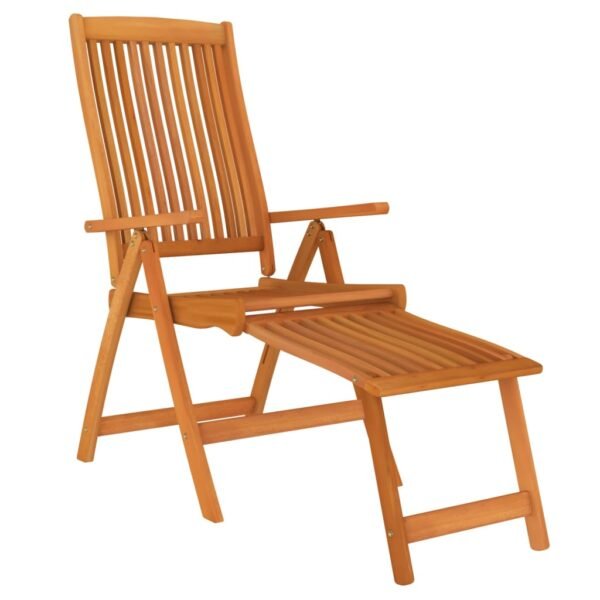 vidaXL Folding Patio Chairs with Footrests 2 pcs Solid Wood Eucalyptus - Image 2