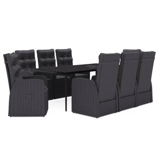 vidaXL Patio Dining Set 7 Piece with Cushions Garden Furniture Black/Gray - Image 4