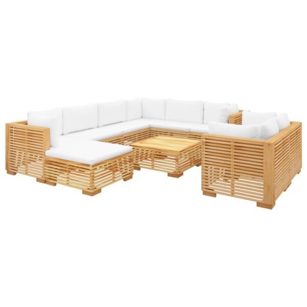 vidaXL 10 Piece Patio Lounge Set with Cushions Solid Wood Teak - Image 2