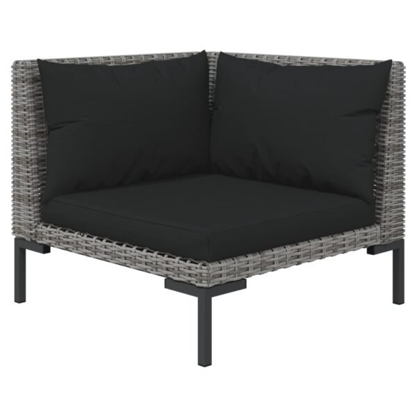 vidaXL 11 Piece Patio Lounge Set with Cushions Poly Rattan Dark Gray - Image 4