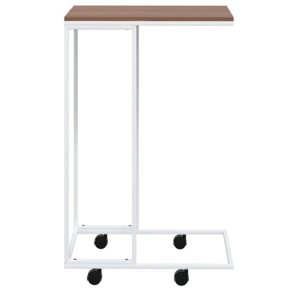 vidaXL Side Table with Wheels White 15.7"x11.8"x25" Engineered Wood - Image 2