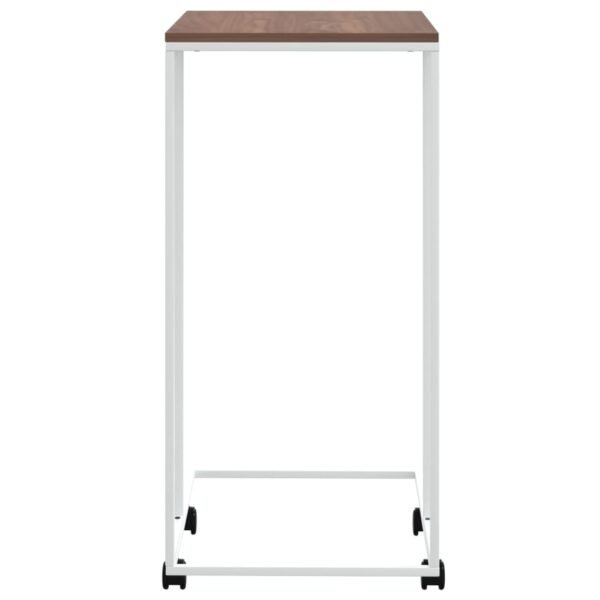 vidaXL Side Table with Wheels White 15.7"x11.8"x25" Engineered Wood - Image 3