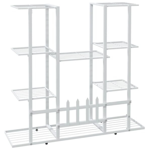 vidaXL Flower Stand 37.2"x9.8"x35" White Iron - Image 4