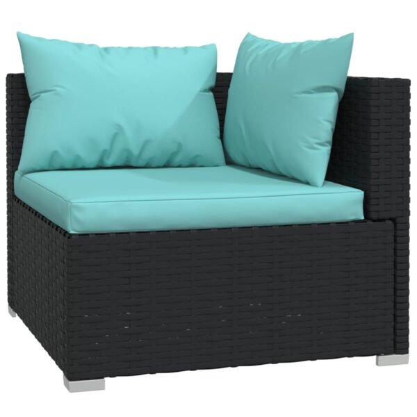 vidaXL Patio Furniture Set 4 Piece with Cushions Poly Rattan Black - Image 2