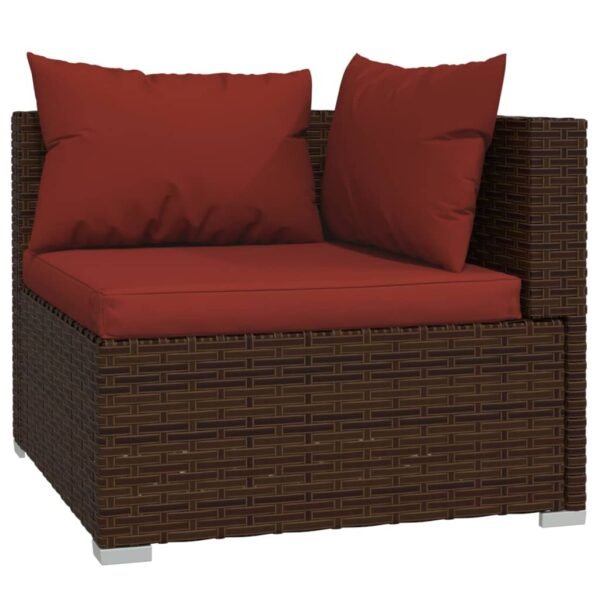 vidaXL 11 Piece Patio Lounge Set with Cushions Brown Poly Rattan - Image 4