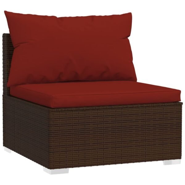 vidaXL 11 Piece Patio Lounge Set with Cushions Brown Poly Rattan - Image 3