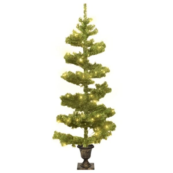 vidaXL Christmas Tree Decor Swirl Artificial Xmas Tree with Pot and LEDs PVC - Image 3