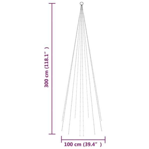 vidaXL Christmas Tree on Flagpole Warm White 310 LEDs 10 ft - Image 3