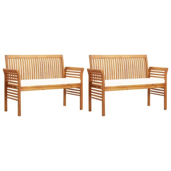 vidaXL 3 Piece Patio Dining Set with Cushions Solid Wood Acacia - Image 5