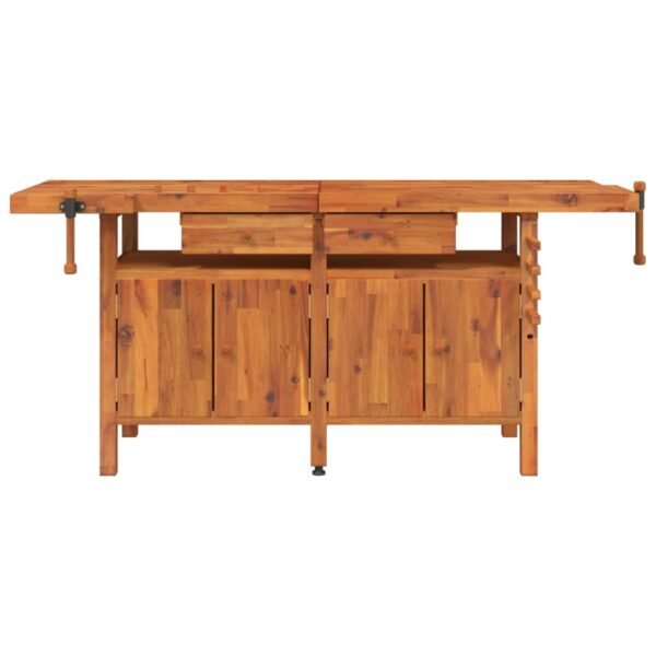 vidaXL Workbench with Drawers and Vices 75.6"x24.4"x32.7" Solid Wood Acacia - Image 2