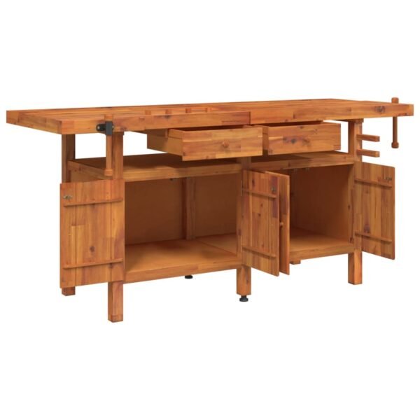 vidaXL Workbench with Drawers and Vices 75.6"x24.4"x32.7" Solid Wood Acacia - Image 3