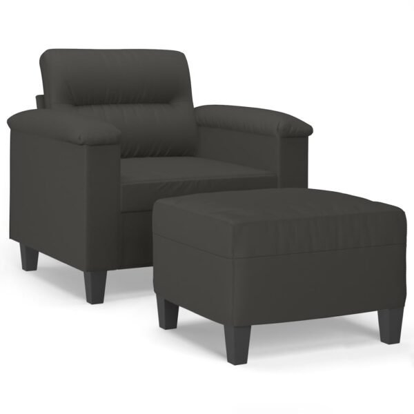 vidaXL Couch Modern Accent Upholstered Chair with Footstool Microfiber Fabric - Image 3