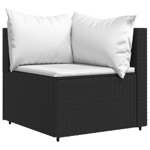 vidaXL 3 Piece Patio Lounge Set with Cushions Black Poly Rattan - Image 3