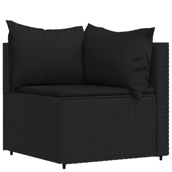 vidaXL 3 Piece Patio Lounge Set with Cushions Black Poly Rattan - Image 3