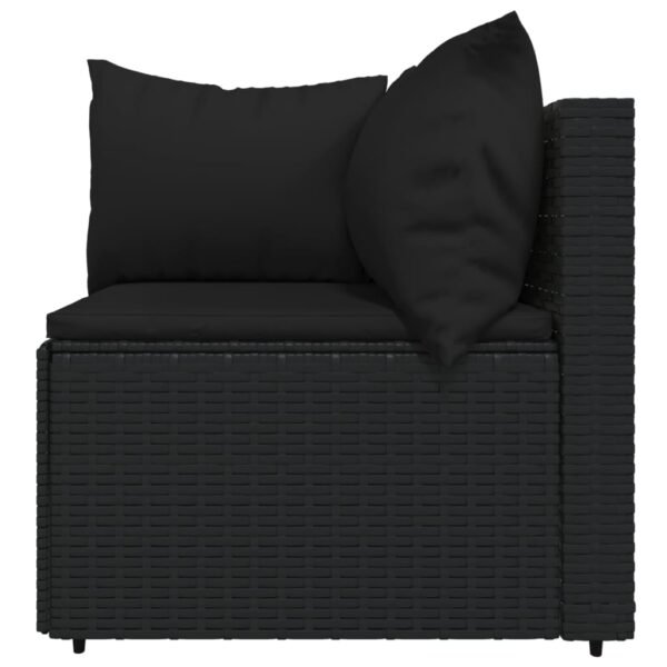 vidaXL 3 Piece Patio Lounge Set with Cushions Black Poly Rattan - Image 4