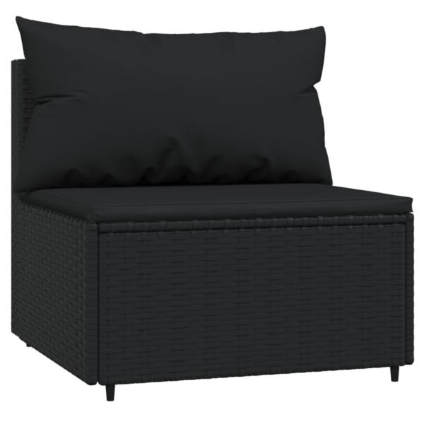 vidaXL 3 Piece Patio Lounge Set with Cushions Black Poly Rattan - Image 5